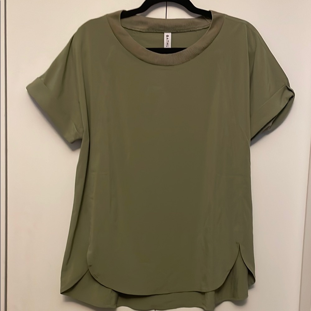 Athleta Green Cuffed Sleeve Relaxed T-Shirt